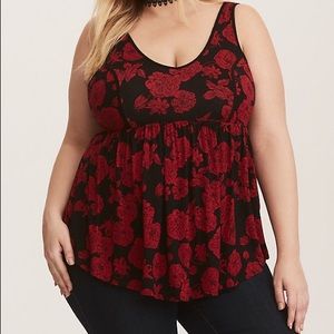 NWOT Torrid Black Floral Babydoll Tank